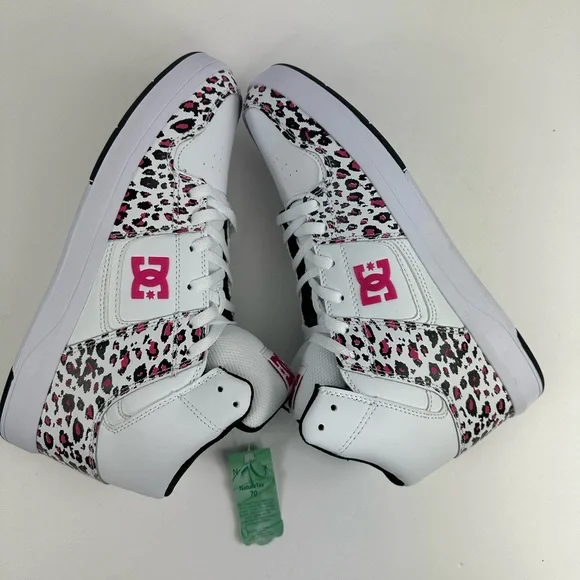 Women’s DC Cure Hi Size 9.5 Skate Leather Sneakers Trainers Pink Leopard - Picture 5 of 9